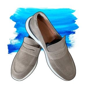 Wolf & Shepherd Grey Suede Crossover Loafers